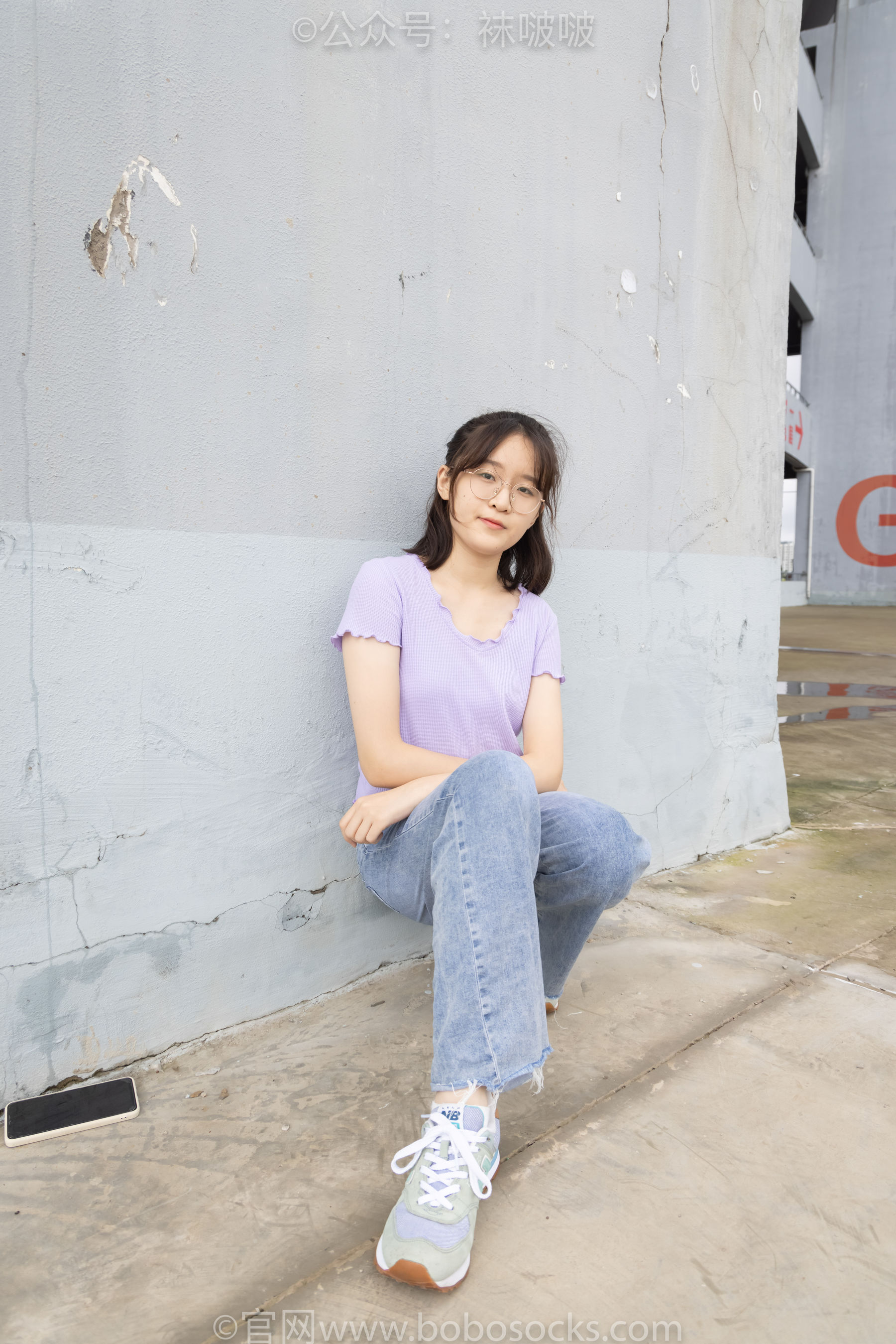 BoBoSocks袜啵啵 No.020 熊熊-NB运动鞋、蓝色短棉袜、裸足（150P）