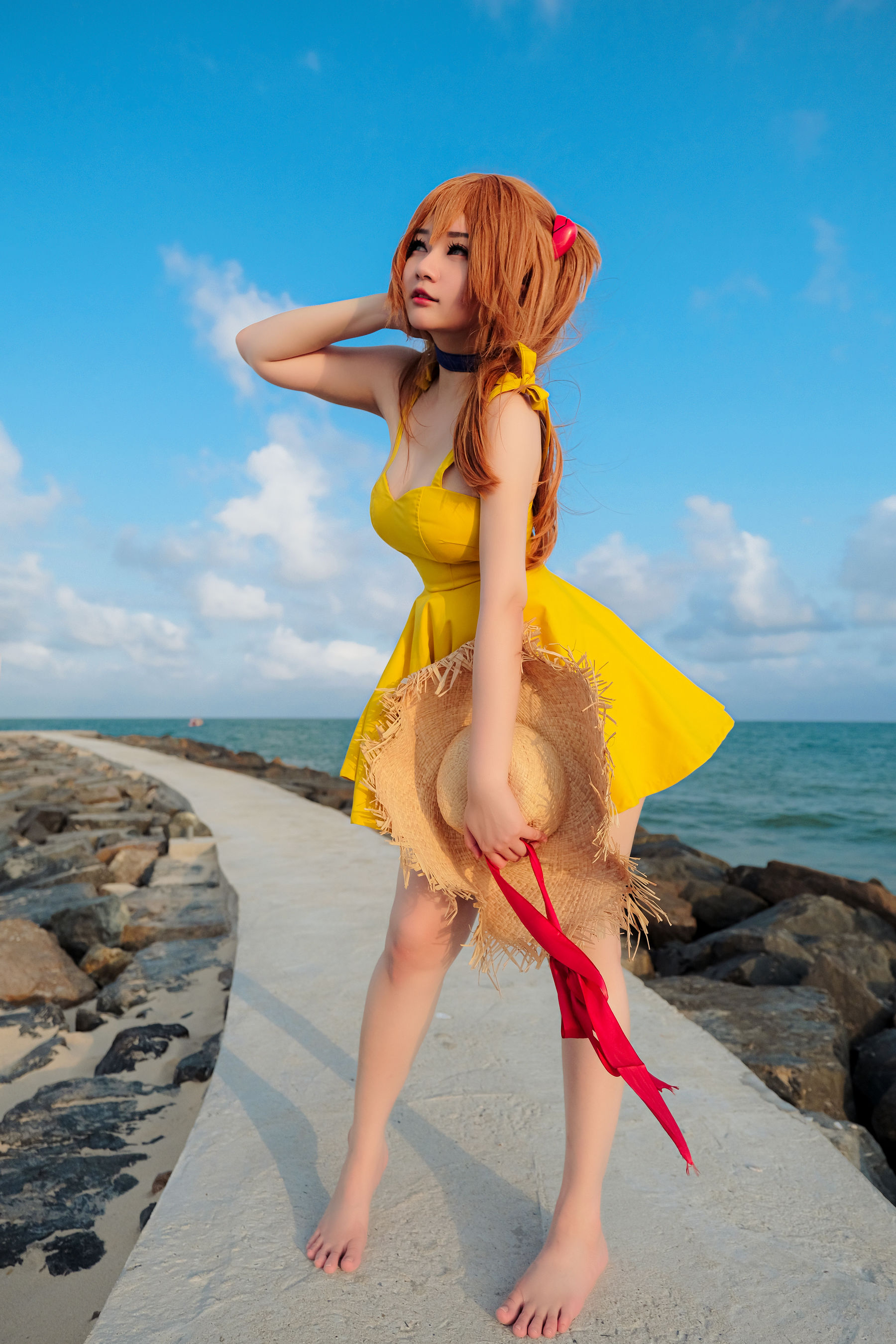 Coser小姐姐Potato Godzilla - Asuka Yellow Dress（27P）