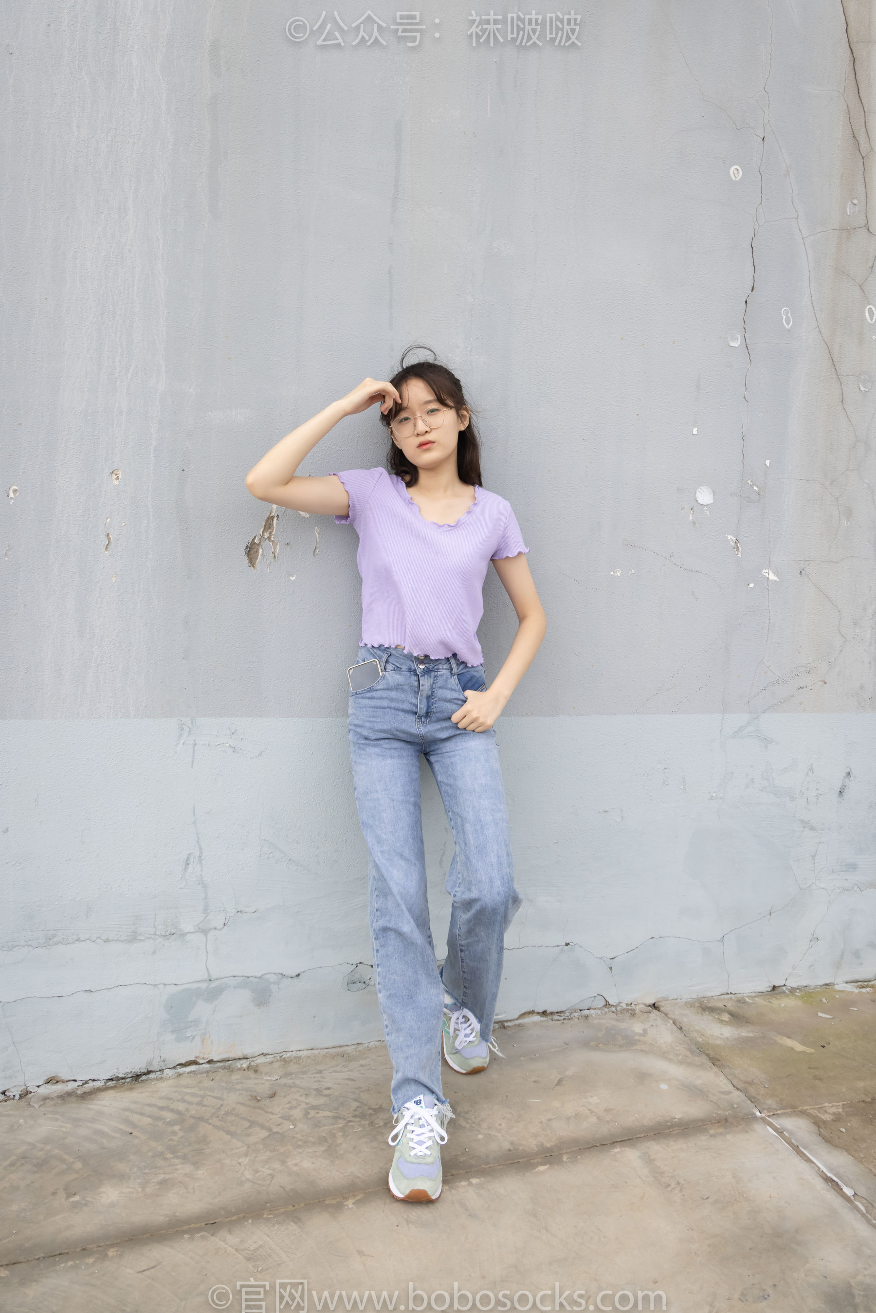 BoBoSocks袜啵啵 No.020 熊熊-NB运动鞋、蓝色短棉袜、裸足（150P）