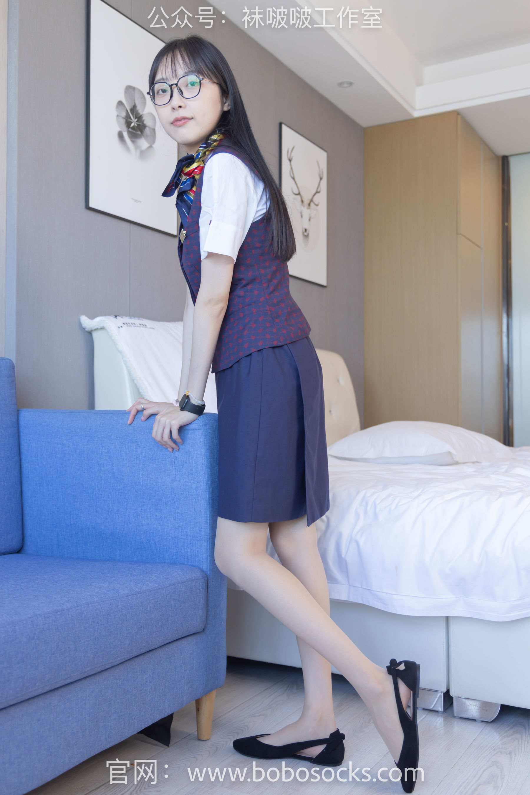 BoBoSocks袜啵啵 No.115 稚予-平底鞋、肉丝、空姐制服（136P）-爱变色