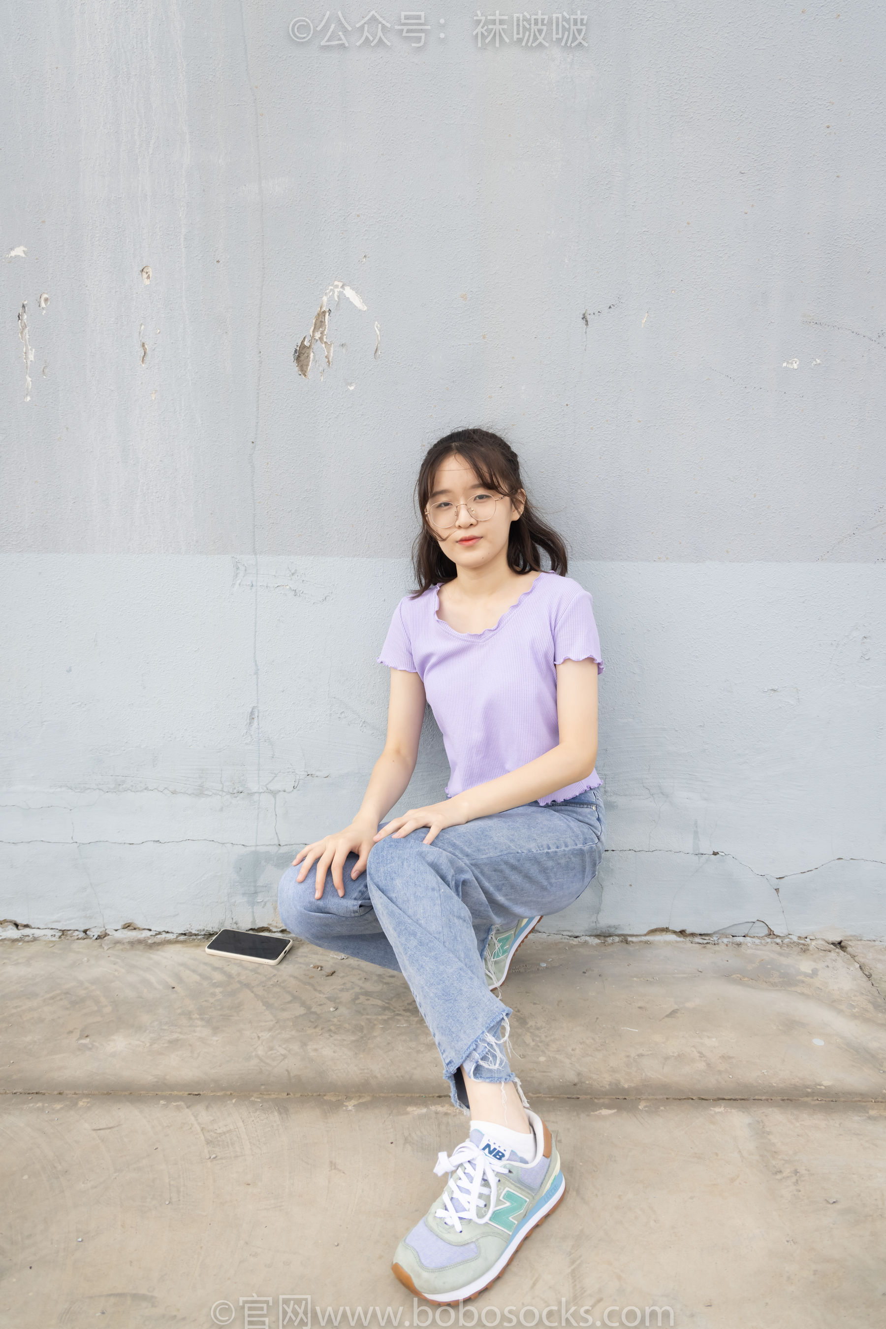 BoBoSocks袜啵啵 No.020 熊熊-NB运动鞋、蓝色短棉袜、裸足（150P）