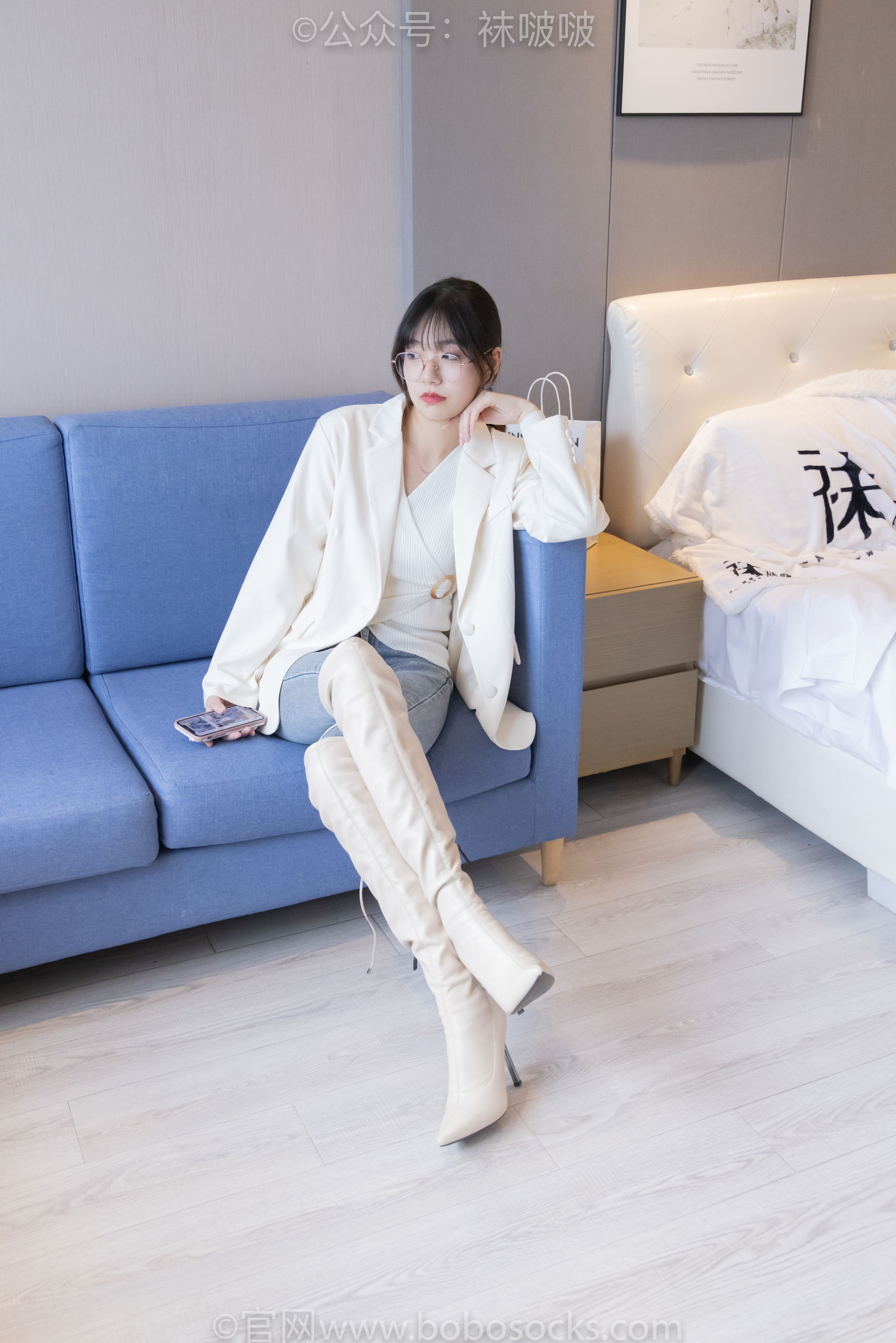 BoBoSocks袜啵啵 No.050 小甜豆-高跟长靴、白棉袜（175P）