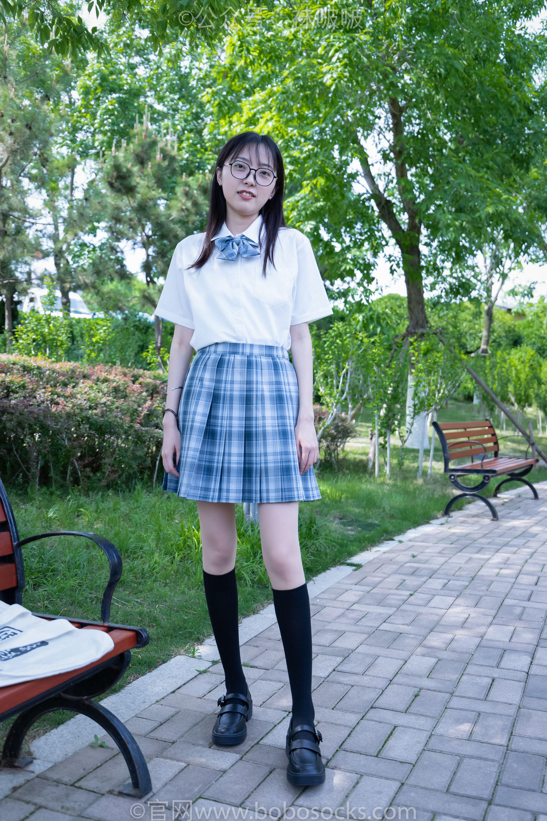 BoBoSocks袜啵啵 No.007 稚予-JK制服、皮鞋、黑色中筒棉袜、肉丝（140P）