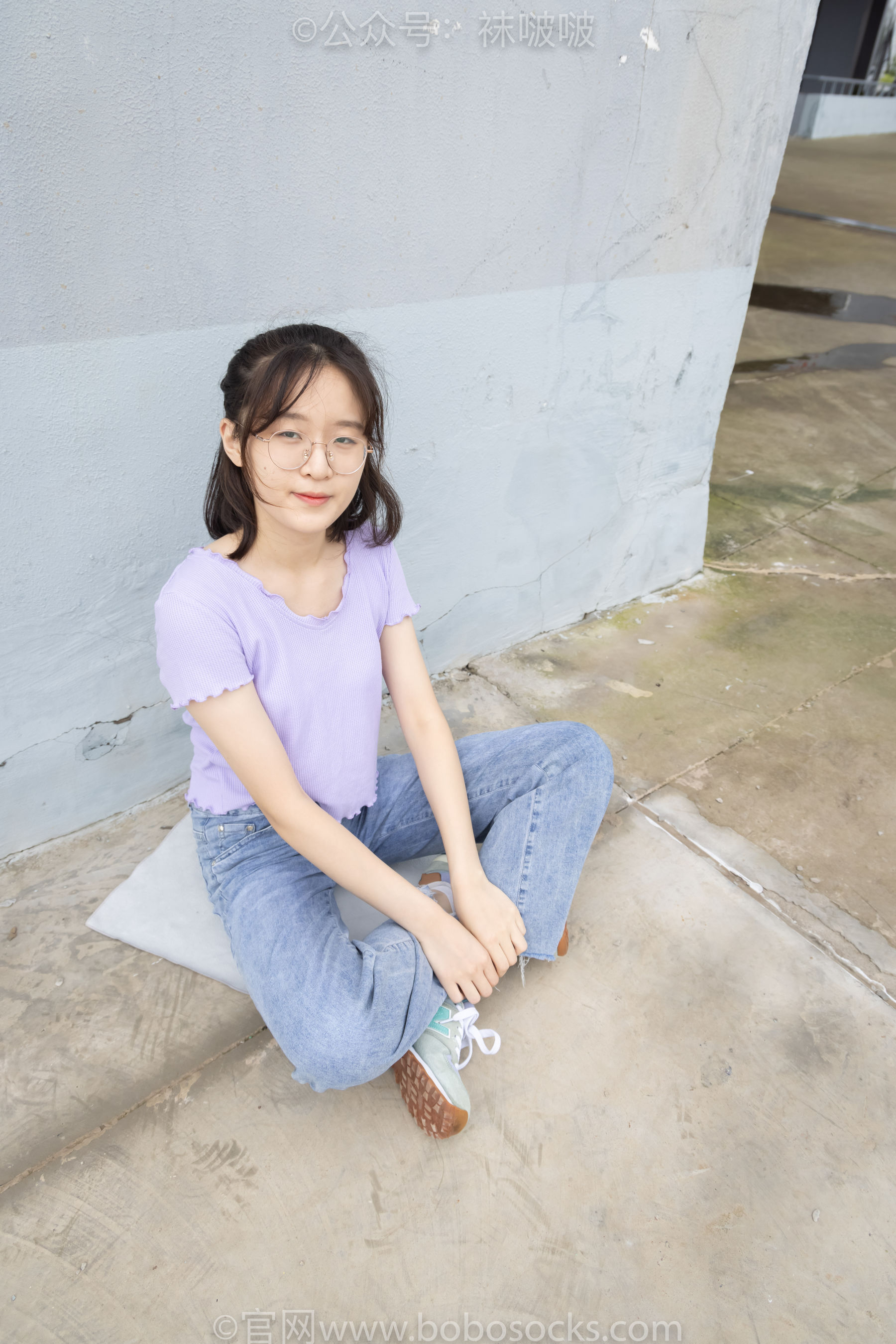 BoBoSocks袜啵啵 No.020 熊熊-NB运动鞋、蓝色短棉袜、裸足（150P）