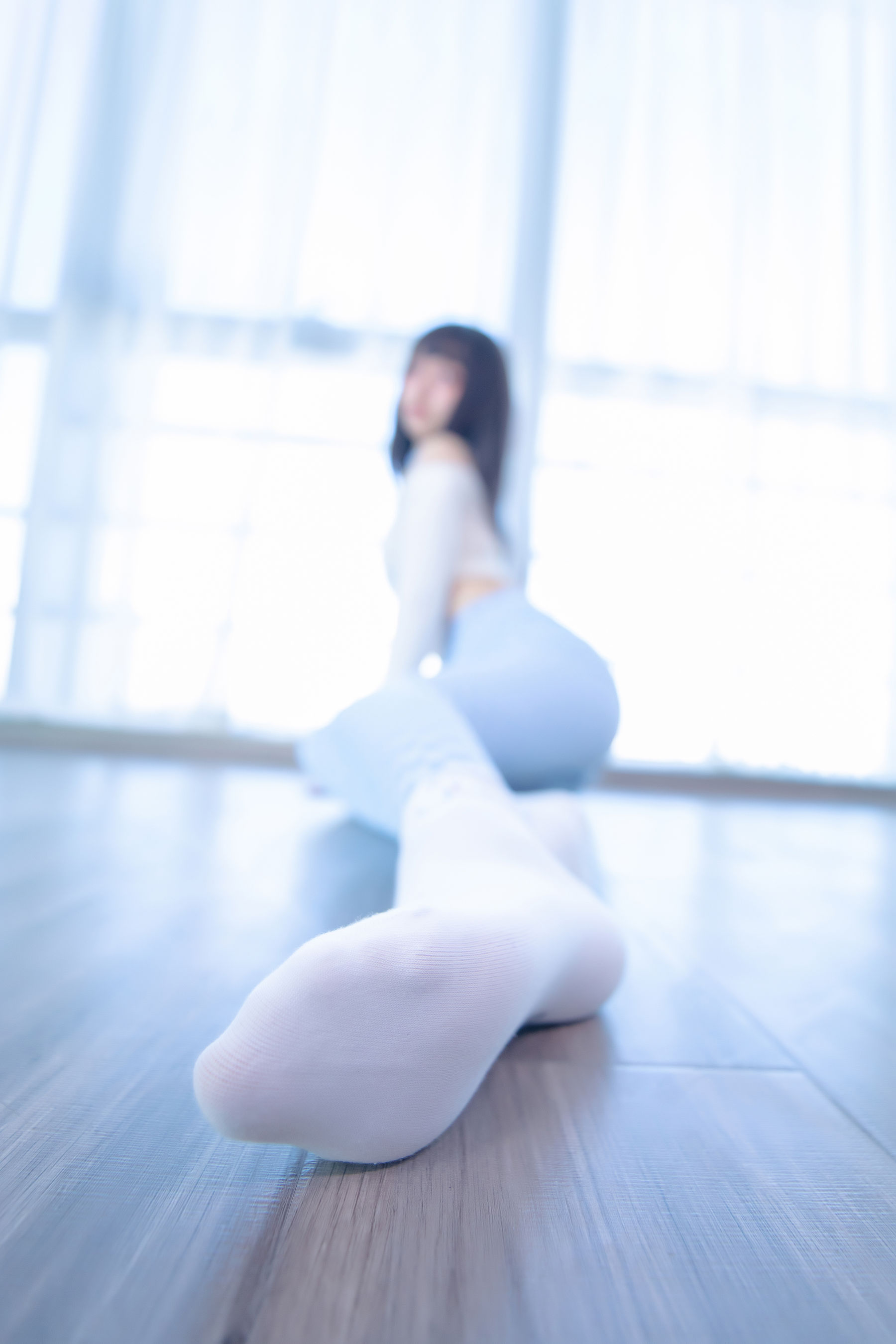 [福利COS] 萝莉神楽板真冬 - 蓝白格（75P）