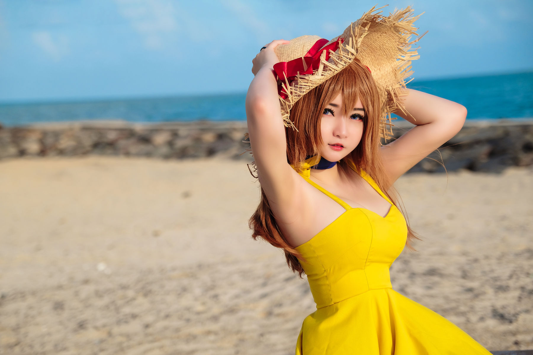 Coser小姐姐Potato Godzilla - Asuka Yellow Dress（27P）