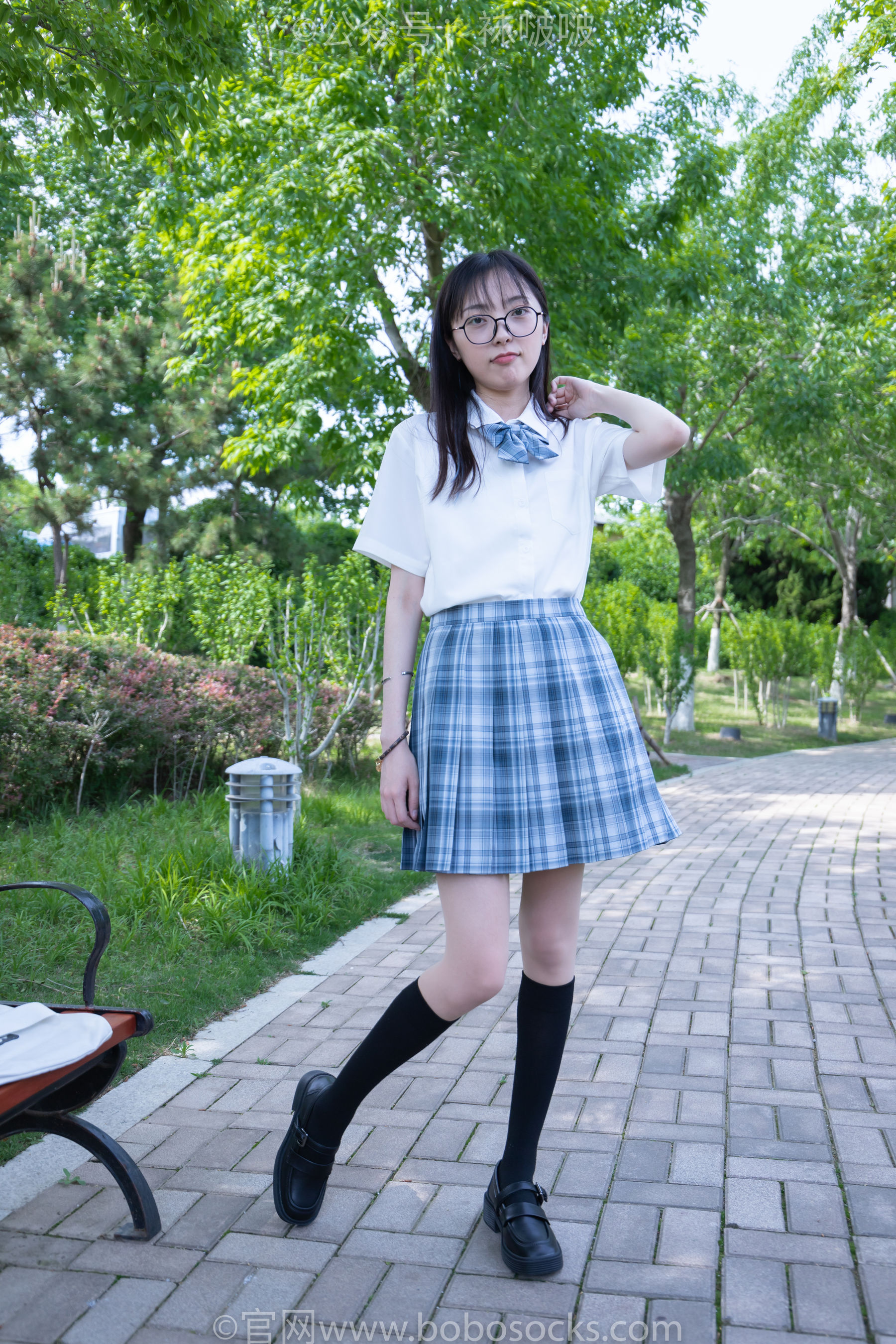 BoBoSocks袜啵啵 No.007 稚予-JK制服、皮鞋、黑色中筒棉袜、肉丝（140P）