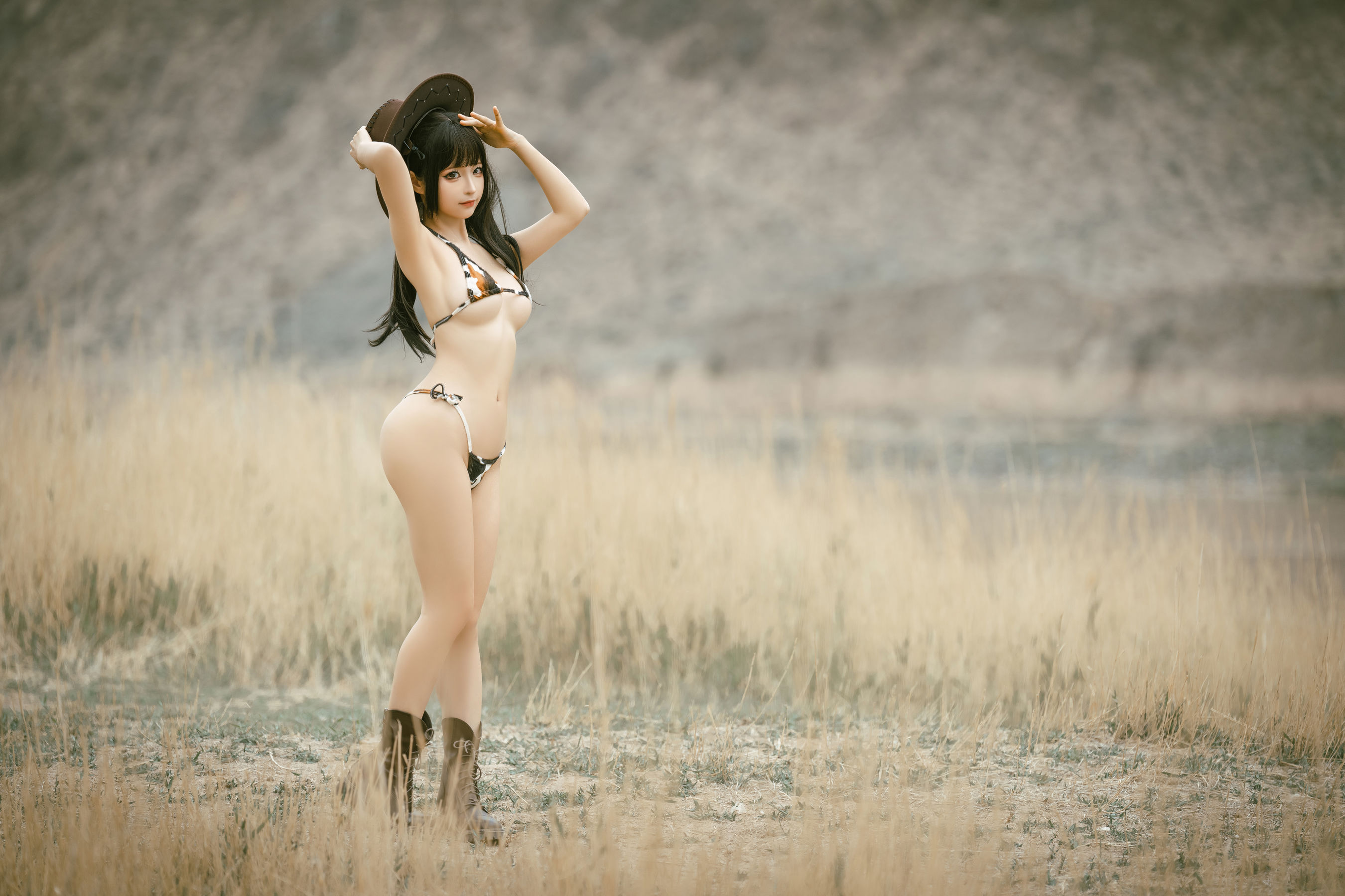 动漫博主蠢沫沫 - 比基尼牛仔（16P）-爱变色