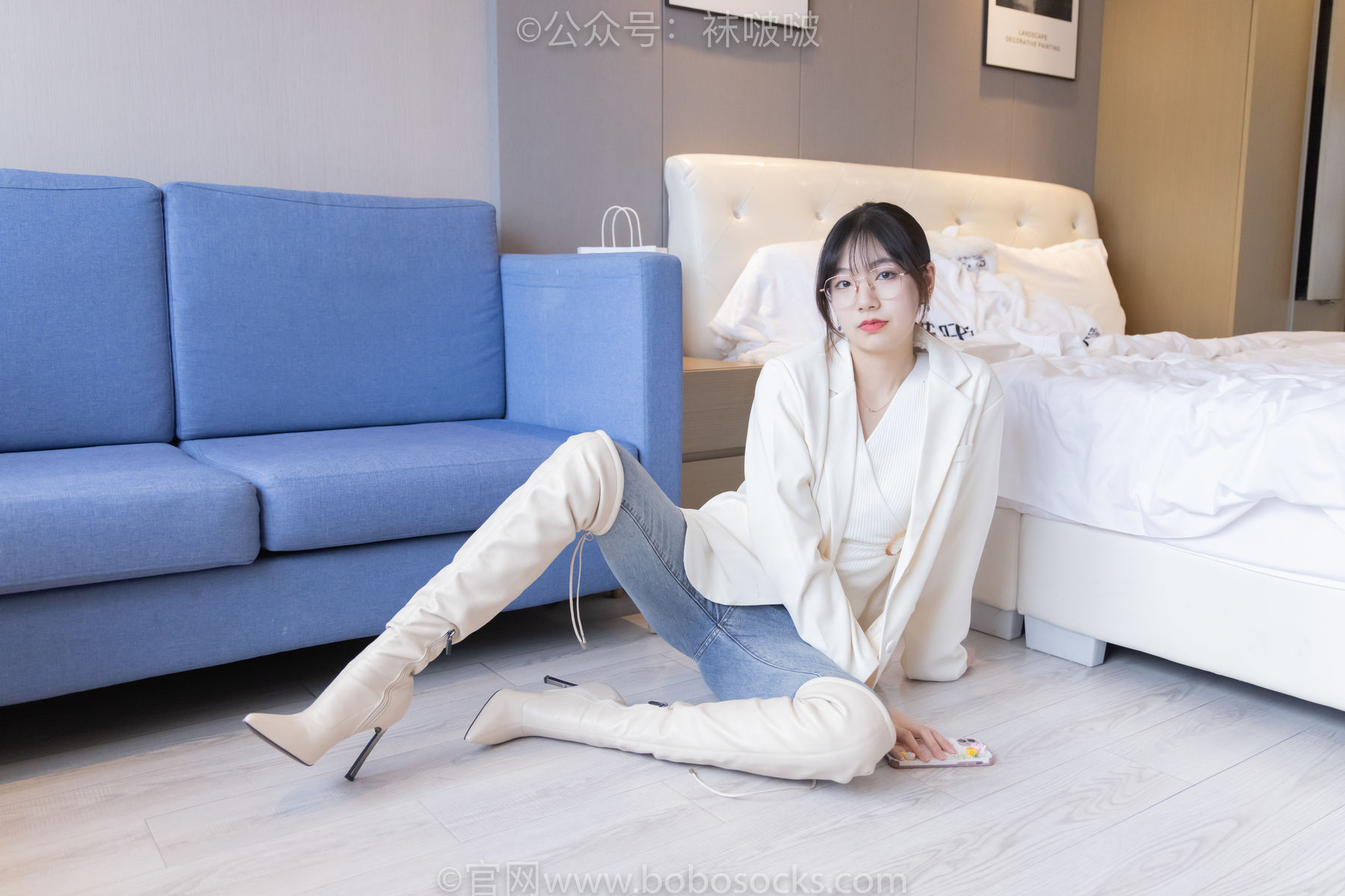 BoBoSocks袜啵啵 No.050 小甜豆-高跟长靴、白棉袜（175P）