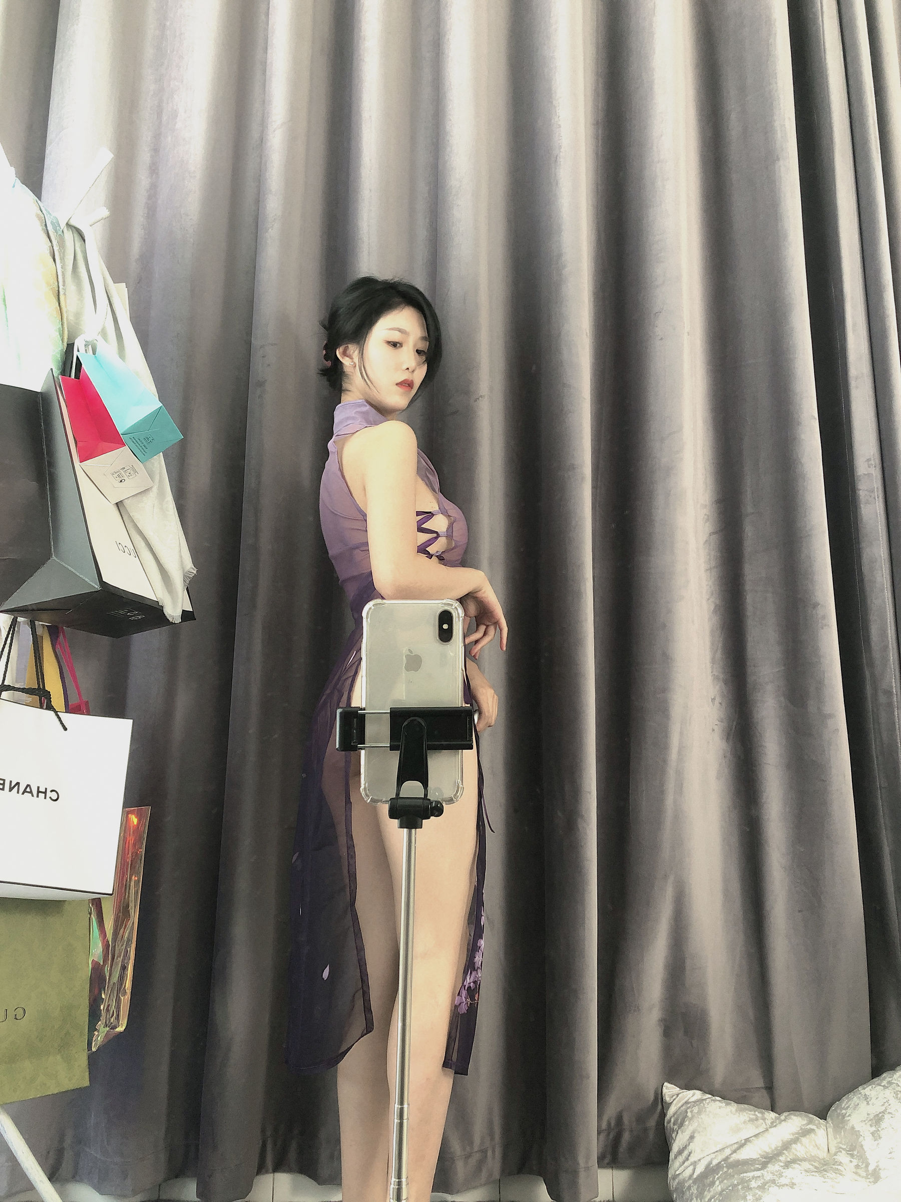 抖娘-利世图集 - 紫旗袍（34P）