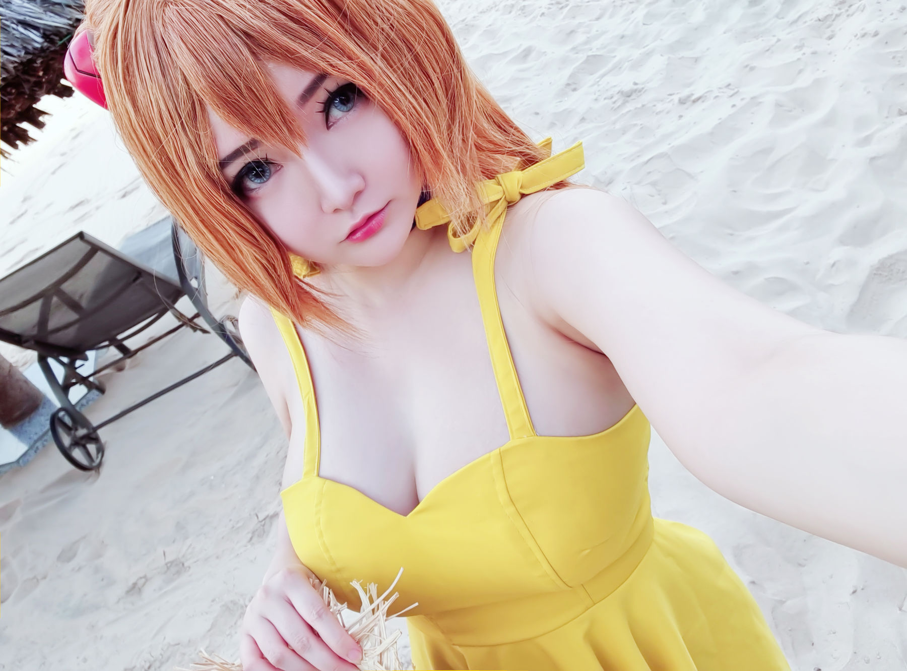 Coser小姐姐Potato Godzilla - Asuka Yellow Dress（27P）
