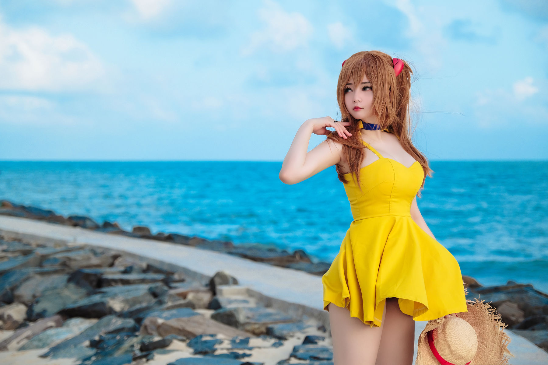 Coser小姐姐Potato Godzilla - Asuka Yellow Dress（27P）