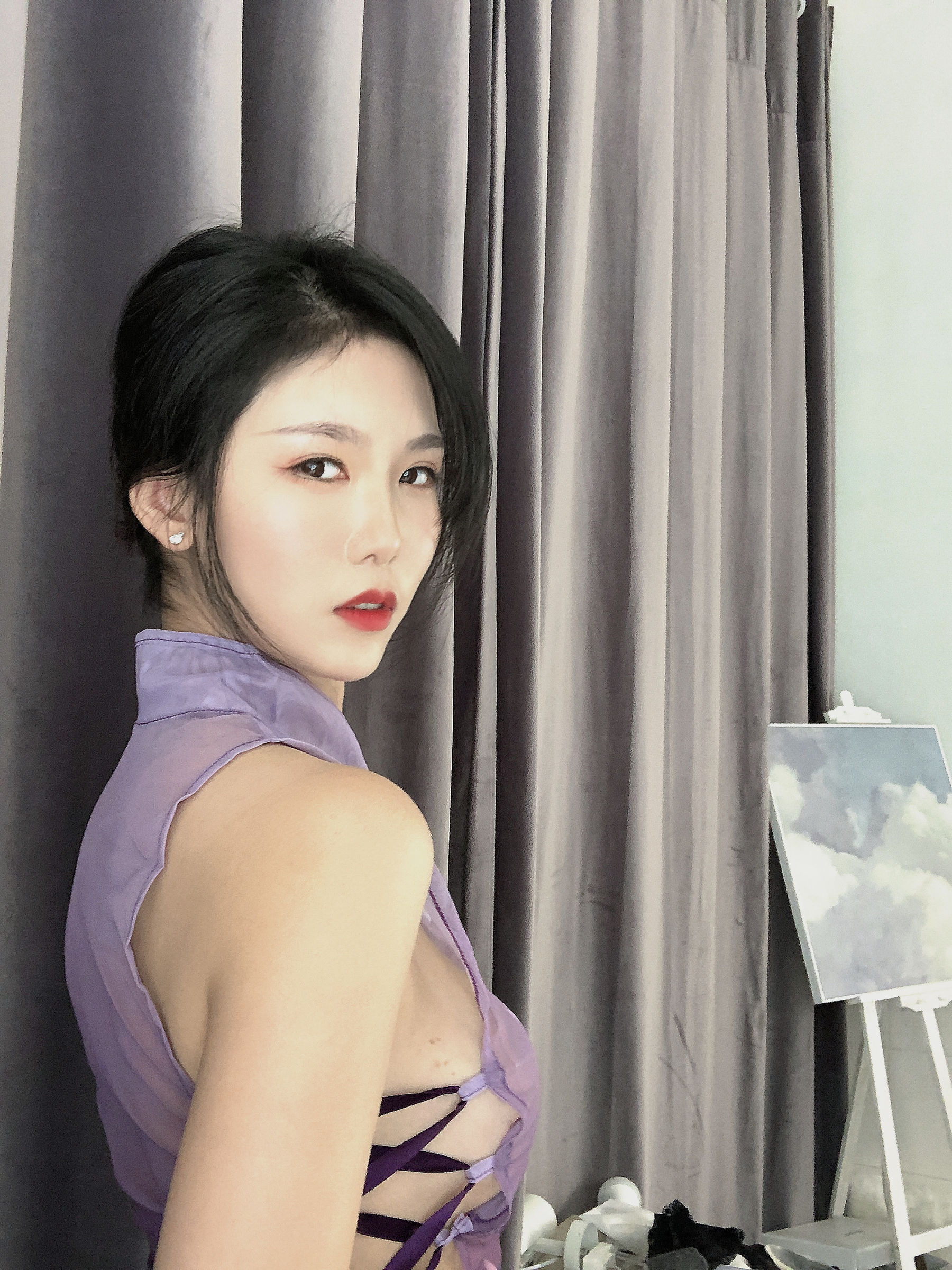 抖娘-利世图集 - 紫旗袍（34P）