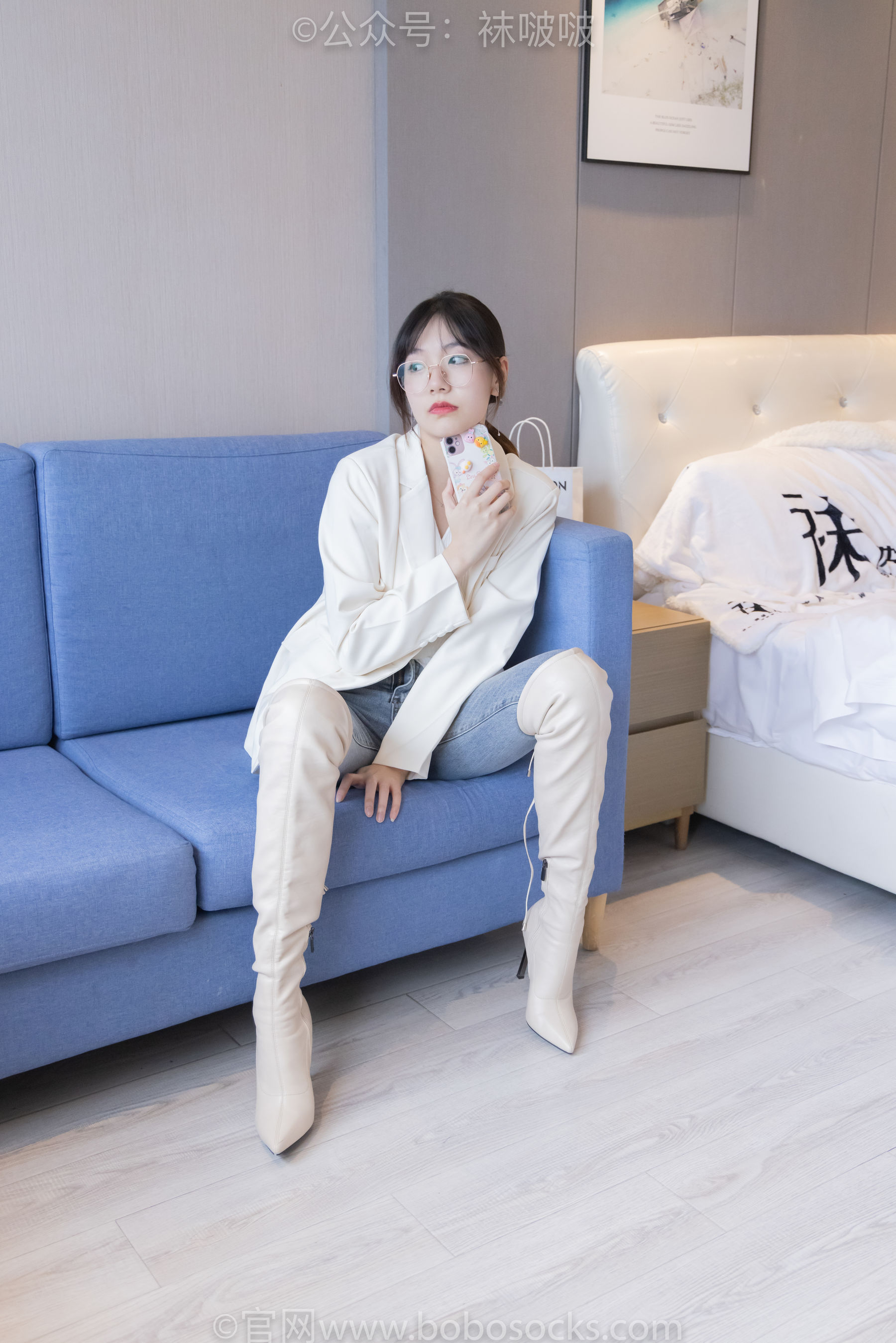 BoBoSocks袜啵啵 No.050 小甜豆-高跟长靴、白棉袜（175P）