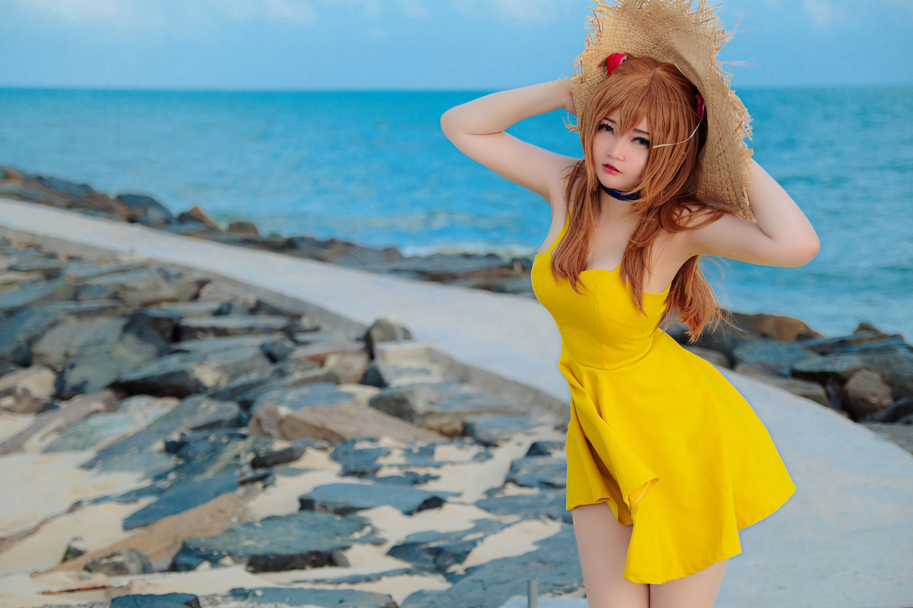 Coser小姐姐Potato Godzilla - Asuka Yellow Dress（27P）
