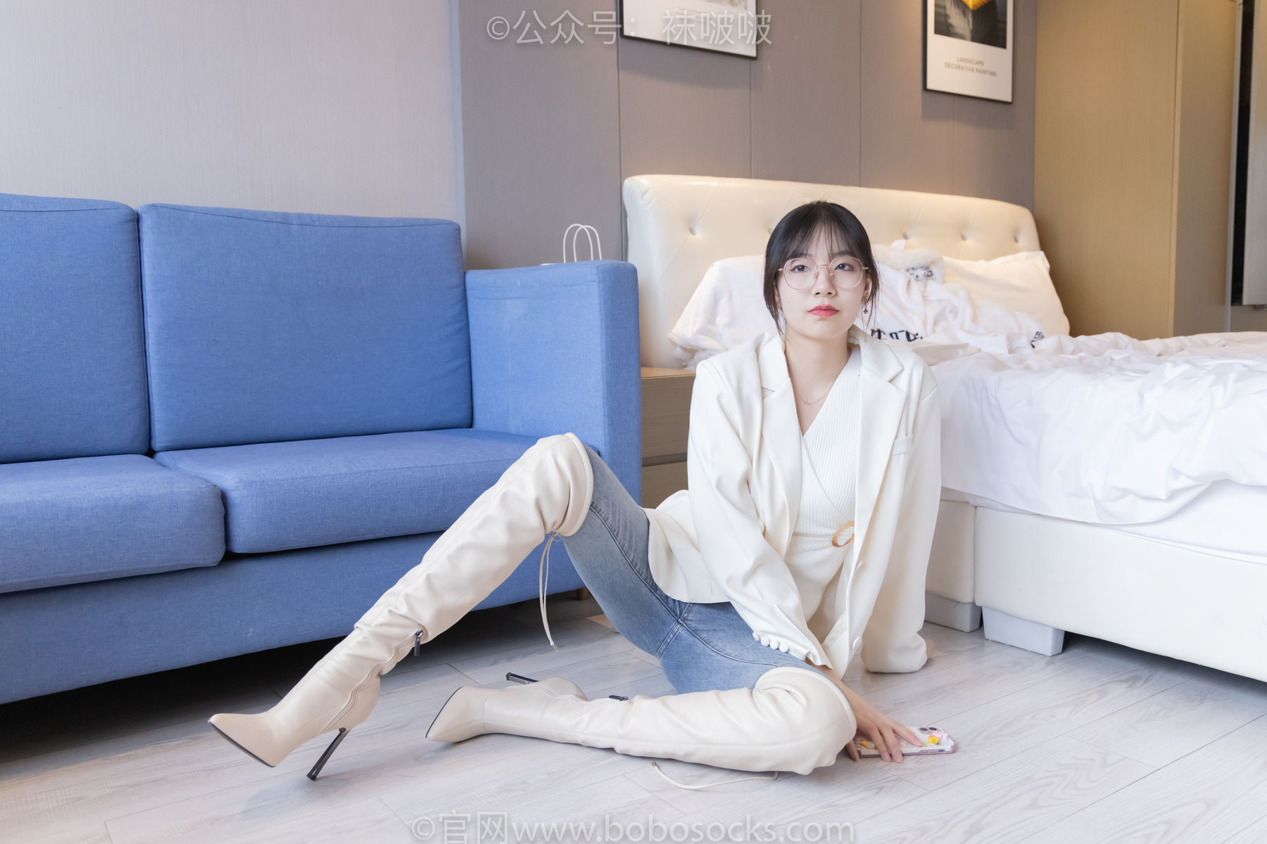 BoBoSocks袜啵啵 No.050 小甜豆-高跟长靴、白棉袜（175P）