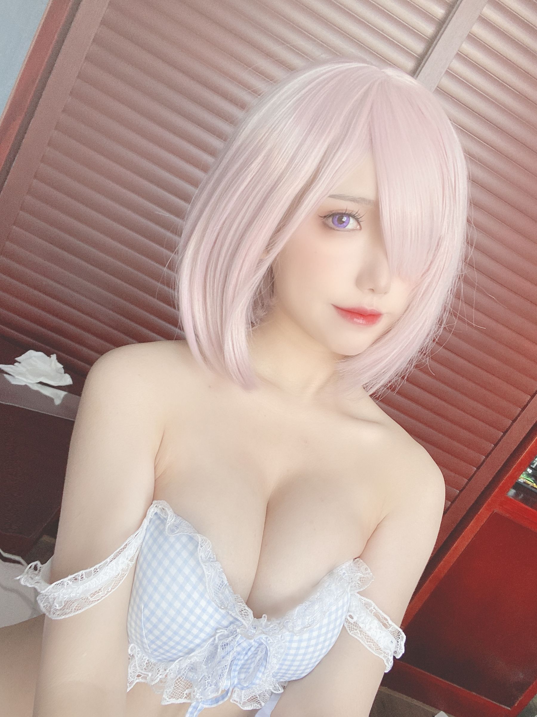 [福利COS] 芋圆侑子SJ_ - 蓝格子小清新（20P）